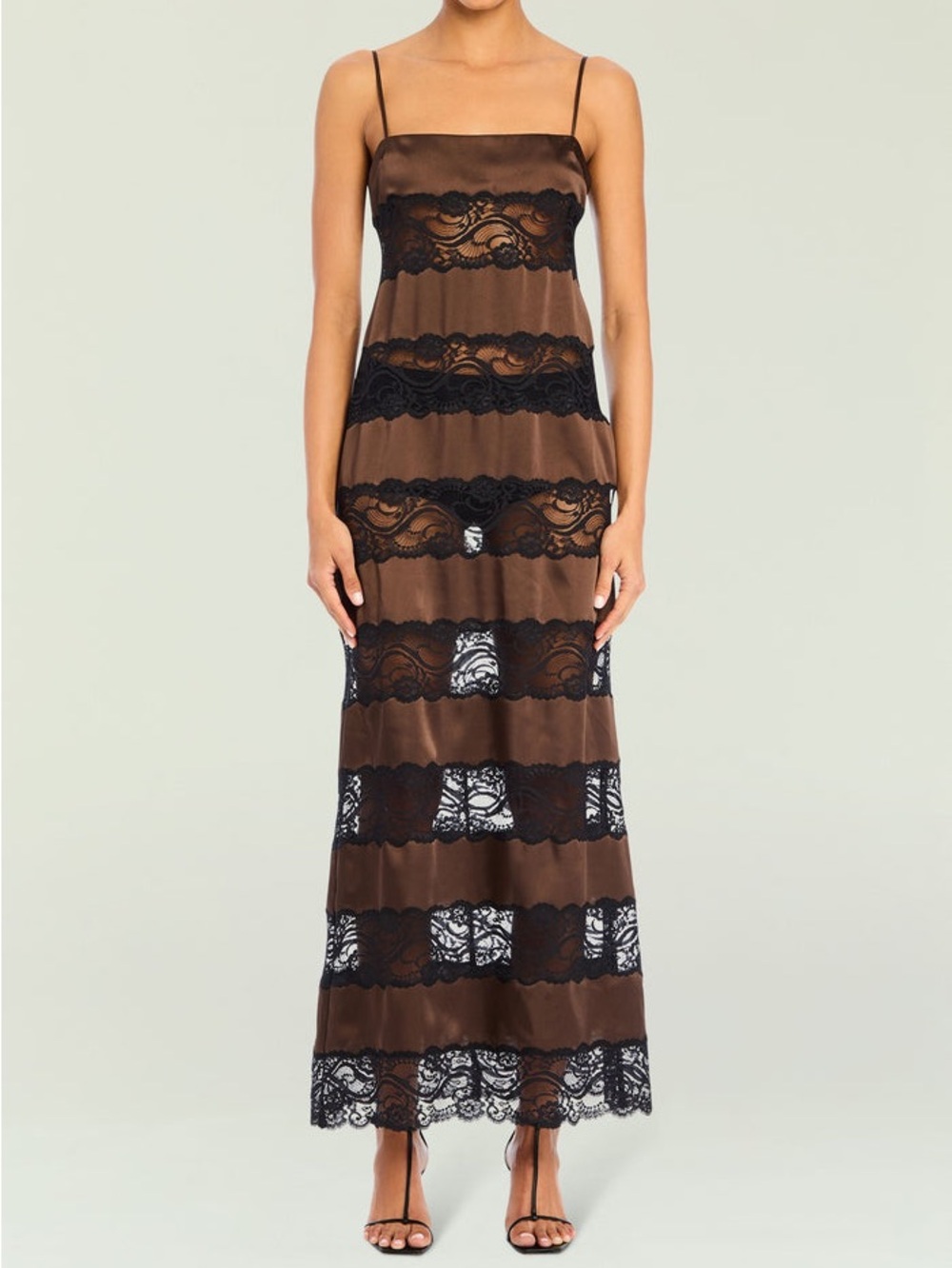 NWT Seroya Faye Dress Slate Brown and Black Lace Size M